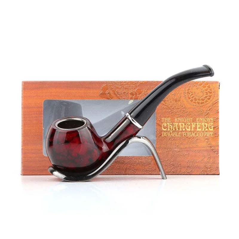 Resin Vintage Durable Tobacco Smoking Pipe Black Smoke Pipes Reduce Tar Cigarette Filter Men Gift Tobacco Smoking Gadgets