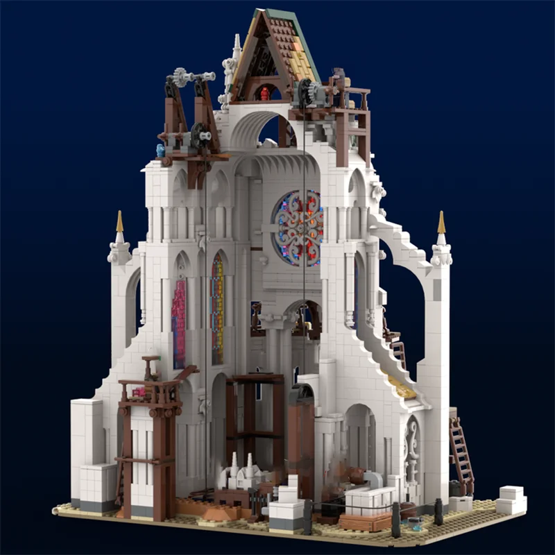 Model budynku miejskiego Moc cegły średniowieczne placy budowy technologia modułowe bloki prezenty zabawki konstrukcyjne zestawy DIY montaż