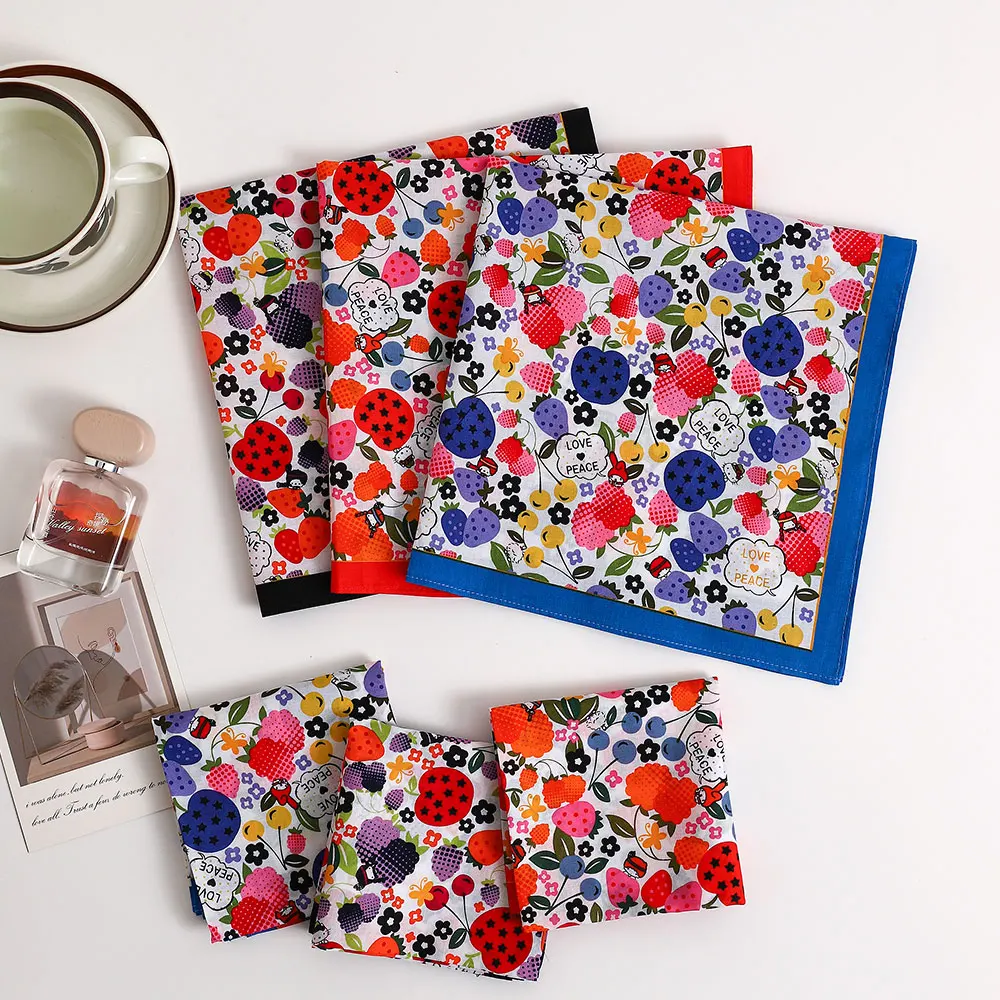 Women's Pure Cotton Printed Handkerchief, Old-Fashioned Thin Soft and Comfortable Handkerchief, Flower Handkerchief, Wedding Souvenir Flap Pocket Pants Scarf