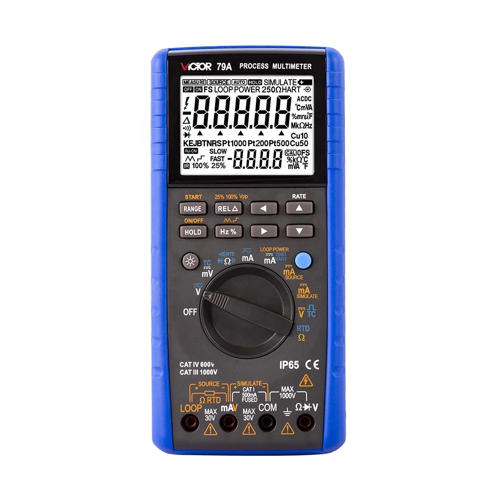 

VICTOR 79A RTS Digital Multimeter 2 In 1 4-20mA Signal Output Multimeter Process Signal Source 100KHz RTD RSKEJTNB Cu50 Pt100