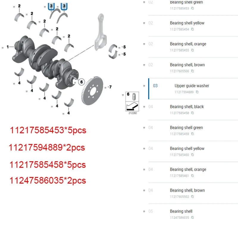 11217585461 11217585458 Bearings Set Oversize 0.25MM For BMW F20 MINI CLUBMAN R55 2011-2014 1.6T JCW COUNTRYMAN R60 ROADSTER R59