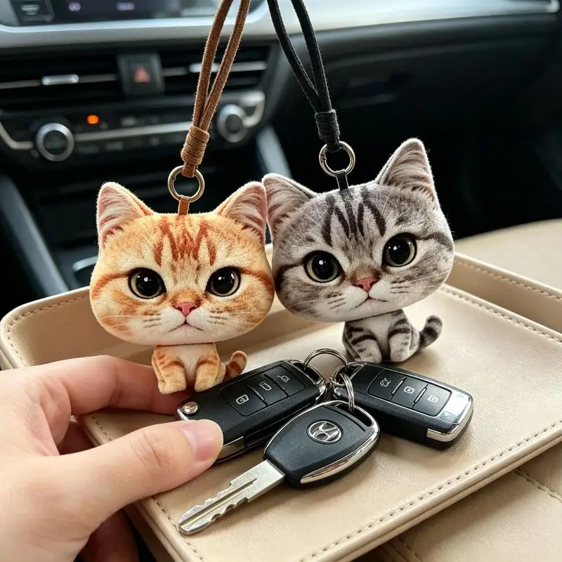Multiple Breeds Cute Mini Cat Plush Pendant Realistic Kitty Keychain Bag Hanging Ornament For Backpack Handbag Decoration