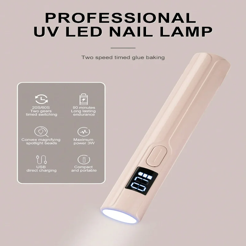 

1pc Portable Wireless Rechargeable UV LED Handheld Nail Lamp, Line-Style Manicure Light, Gel Nail Quick Curing Drying Lamp, With