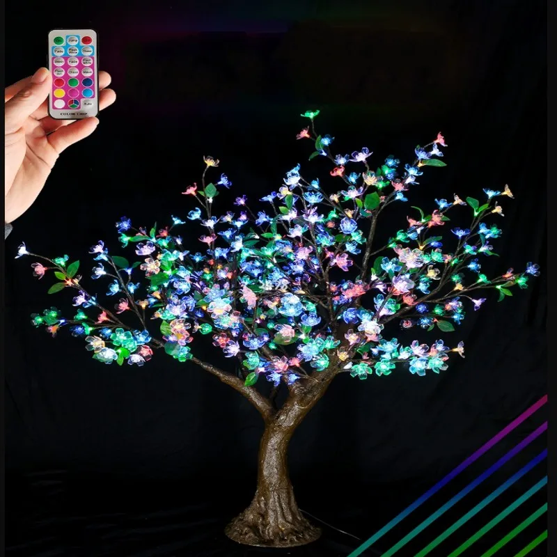 

Outdoor 1.5M 5FT Tall Led Flashing Cherry Blossom Tree Remote Control Chrismas Tree Lamp Waterproof Garden landscape Decoration