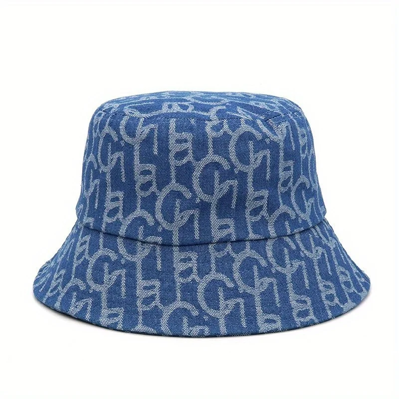 

Outdoor Travel Sunshade Panama Hat Irregular Geometric Printed Bucket Hat Fashionable Retro Neutral Flat Top Fisherman Hat