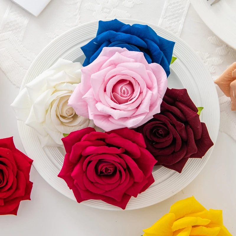 50 Stück Künstliche Blumen Flanell-Rosen Heim Schlafzimmer Wanddekorationen Zarte Hochzeits-Brautaccessoires Schöne Garten-DIY-Geschenke – Detail 1