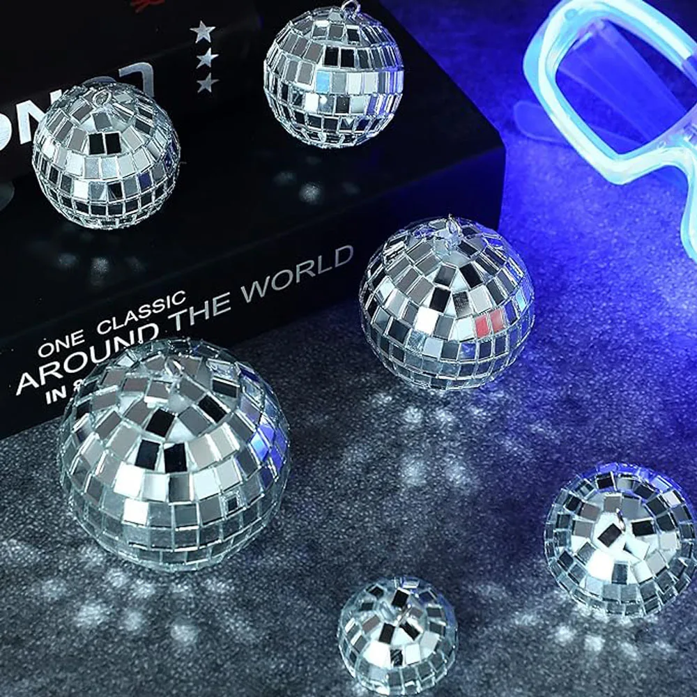 Ensemble de Boules de Chang en Verre Argenté, Ornement pour Décor de ixde Vacances avec Corde, 14 Pièces