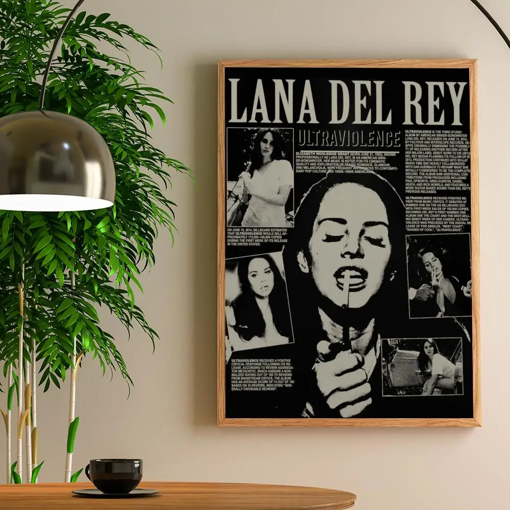 Singer Lana Del Rey Classic Anime Poster Fancy Wall Sticker for Living Room Bar Decoration Decor Art Wall Stickers