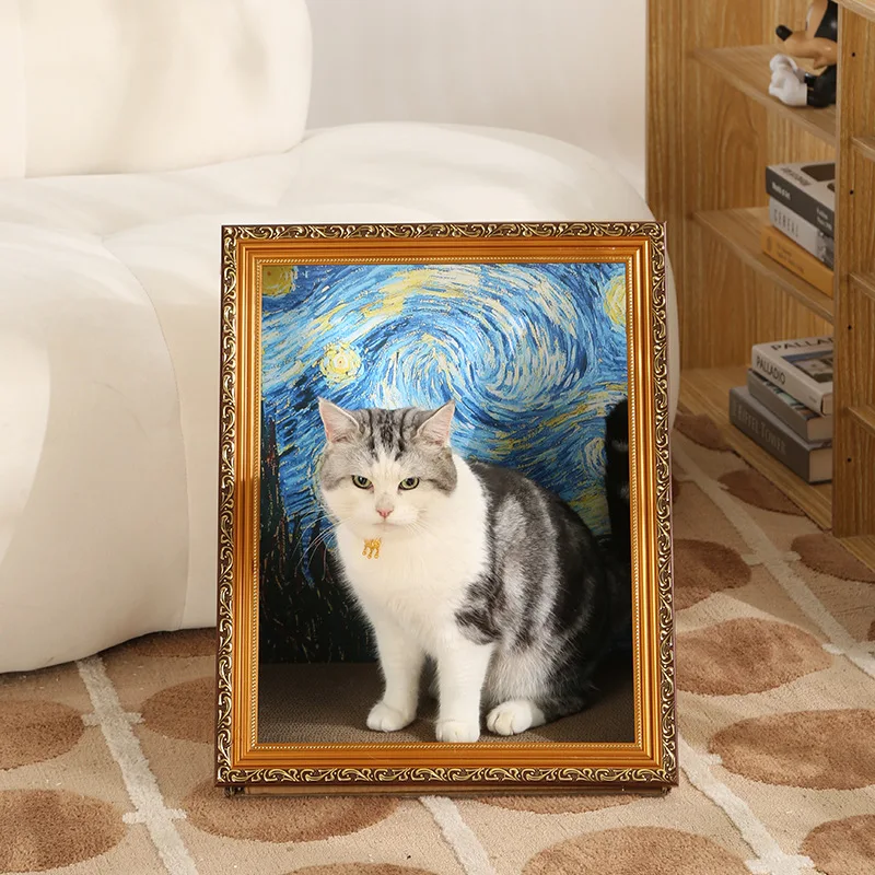 

Oil Painting Cat Nest Retro Cat Nest Cat Scratch Board Four Seasons Universal Oil Painting Photo Frame Cat Nest Cat Toy