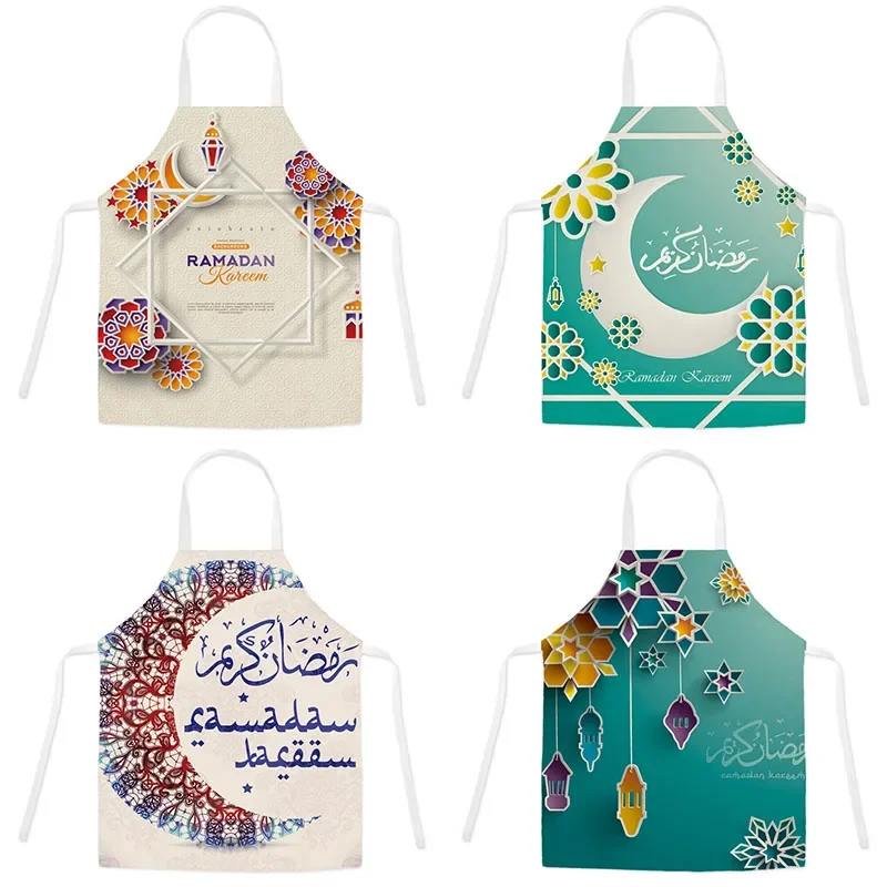 Kitchen apron Muslim Islamic Ramadan printed  for men and women Sleeveless anti-fouling home cleaning cooking accessories