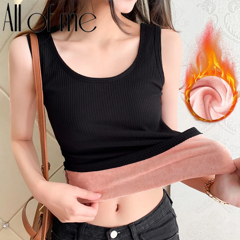 

Winter Keep Warm Women With Velvet Thermal Vest Ladies Slim Corset O-Neck Sleeveless Female Sexy Tops Ladies Camis Underwear