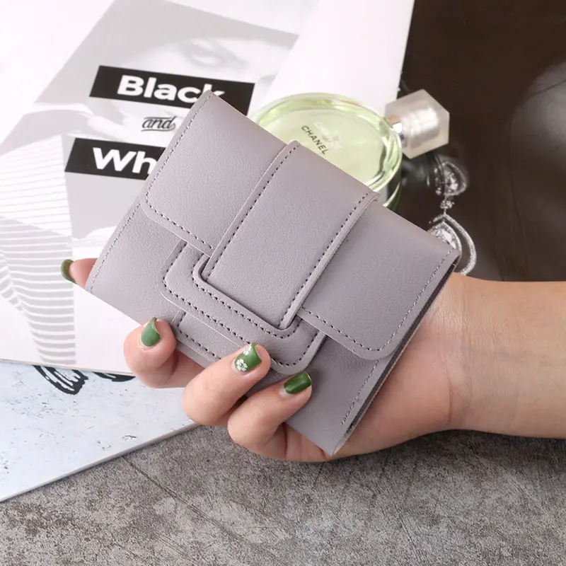 Wallet Women Lady Short Women Wallets Red Color Mini Money Purses Small Fold PU Leather Female Coin Purse Card Holder