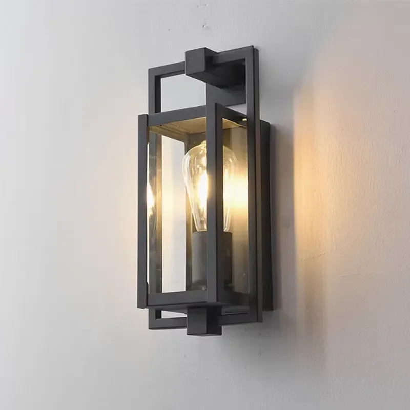 Solar square aluminum LED waterproof outdoor wall lamp for garden garden landscape lighting with E27 bulb