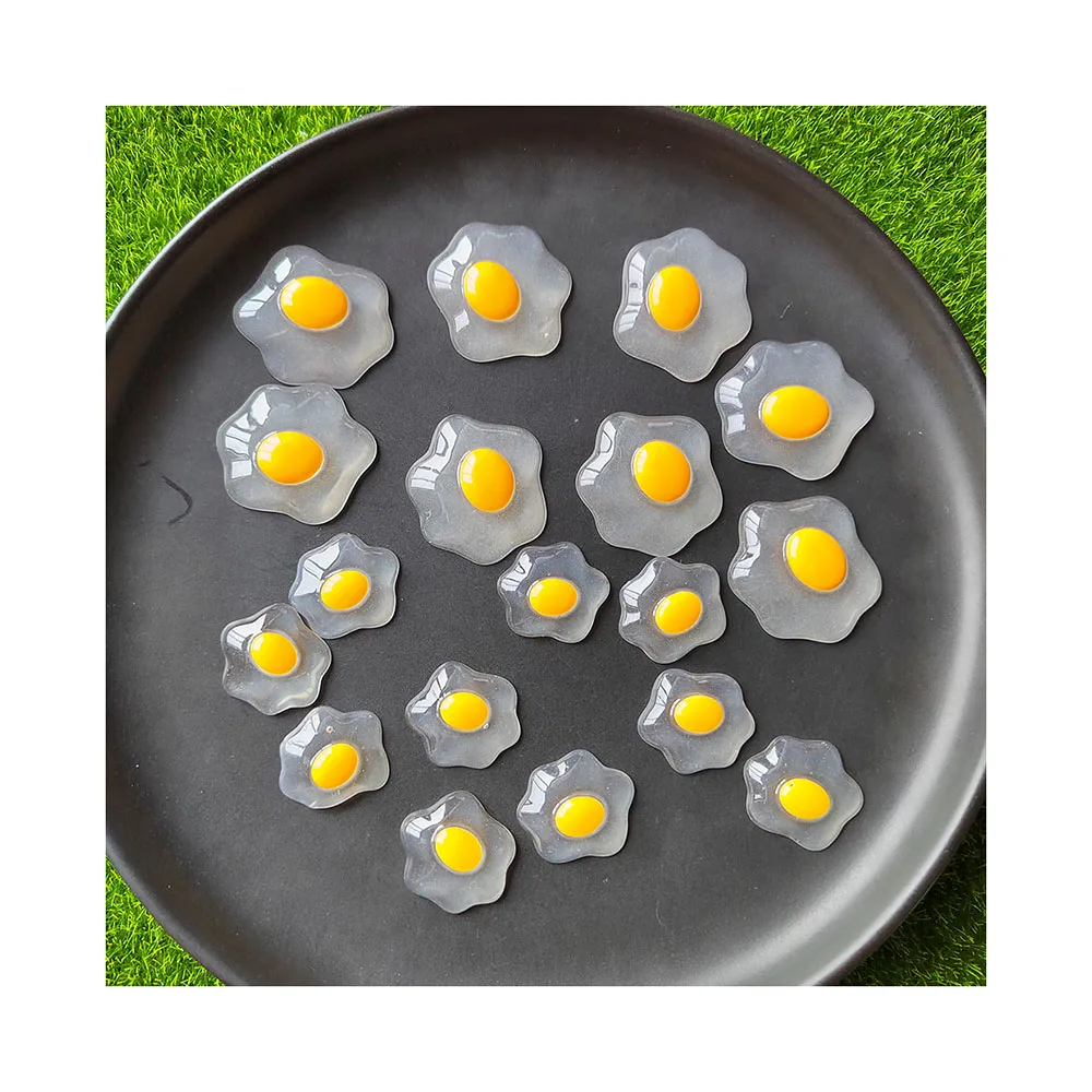 Resin Clear Fried Eggs Flat Back Cabochons Scrapbook Embellishments DIY Hair Bow Center Accessories Phone Case Art Patch