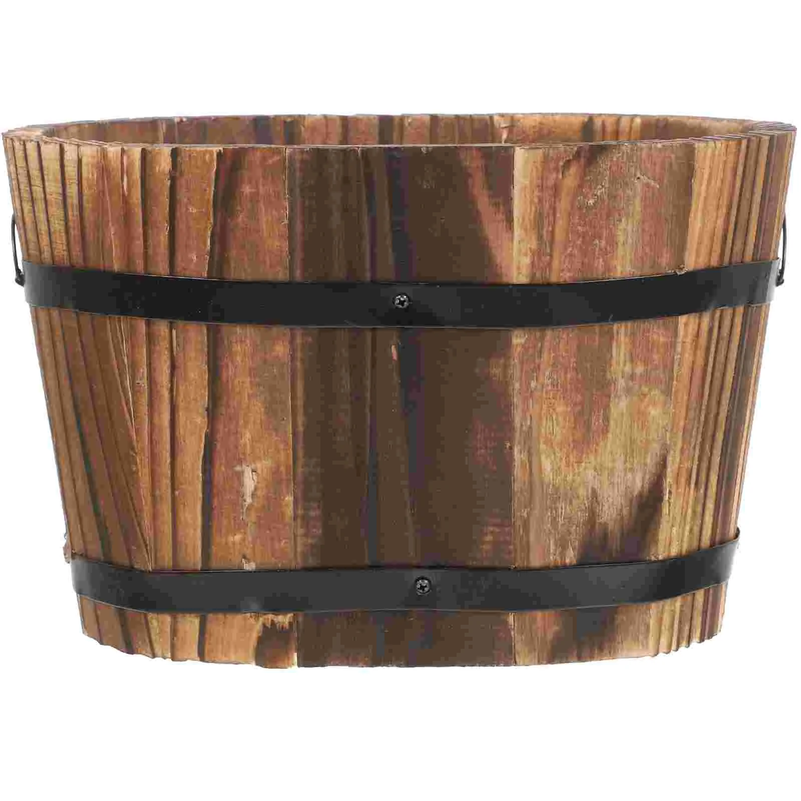 

Flowerpot Minimalist Design Easy to Carry Rustic Wood Small Plant Practical Wooden Planter Succulent Compact Container