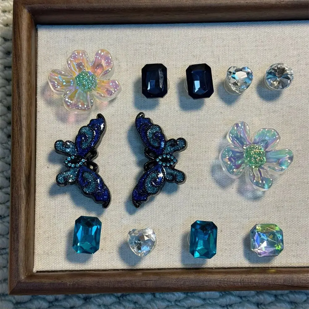 【12pcs】DIY Clogs Shoe Charm Mysterious Butterfly Shining Diamond Pearl Shoe Flower Clogs Decorations Sandals Accessories