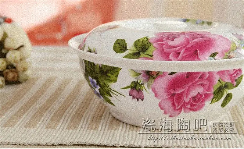 Imagem -03 - Polegada Fine Bone China Traditonal Chinese Bowl Cerâmica Servindo Sopa Terrina Buffet Food Container Porcelana Almoço Aquecedor Box 9