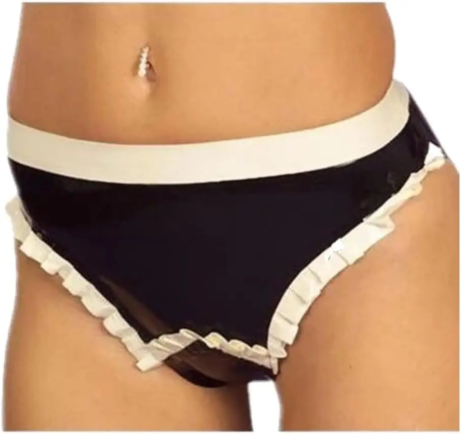 

Black Latex Rubber Panties with White Trim