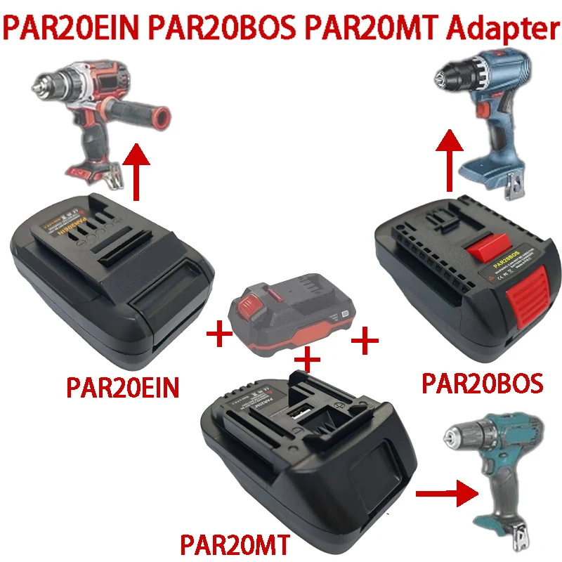 

PAR20EIN PAR20BOS PAR20MT Battery Adapter for Parkside 20V Batteries for Ein/Bosch/Makita 18/20V Battery Cordless Power Tools