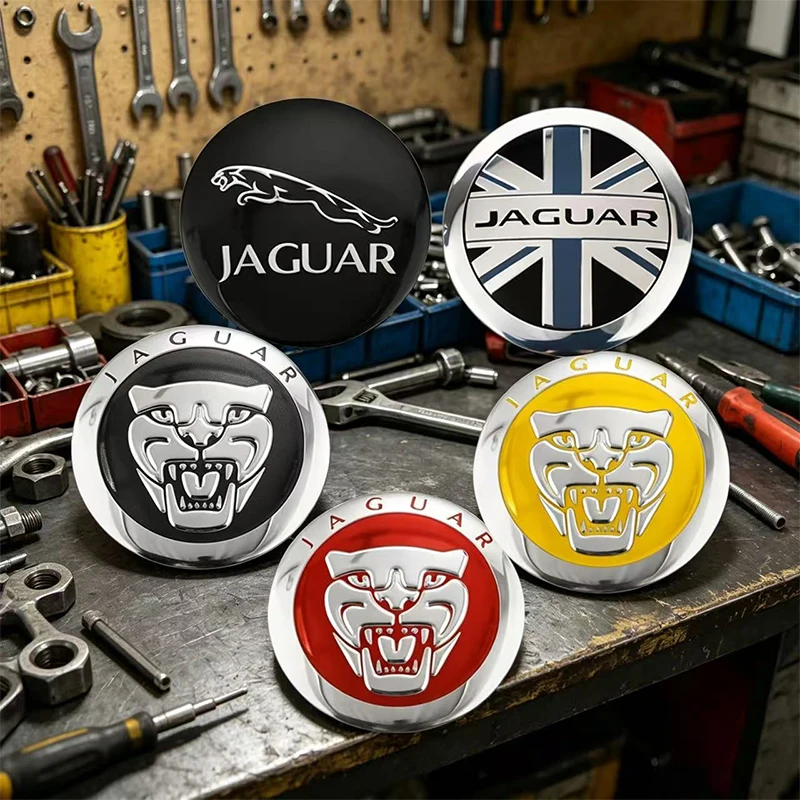 4 unidades de pegatinas para tapas centrales de llanta con emblema de coche para Jaguar F-Type F-Pace XKR XK XJ6 XJS E-Pace I-Pace S-Type X-Type