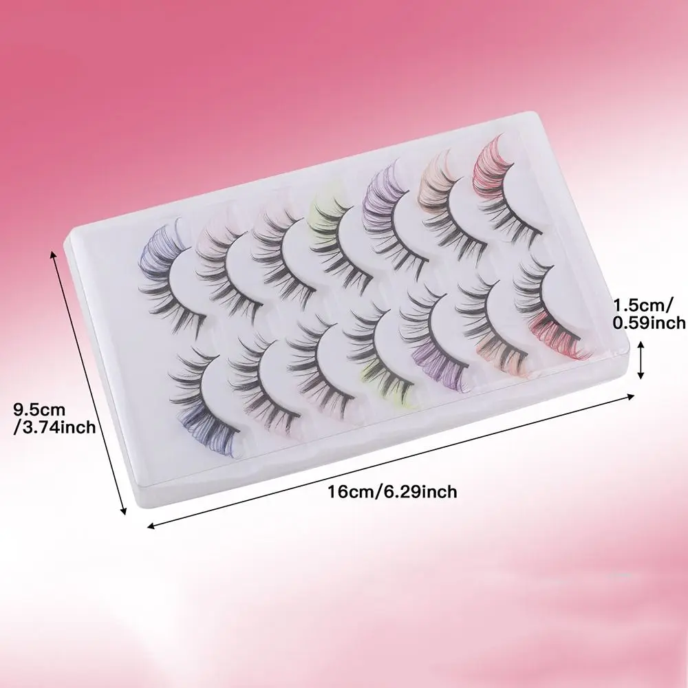 7 Pairs Colored False Eyelashes Colored Eye Tail Curled Thick Fluffy Eye Eyelashes Natural Eyelash Extension 3D Mink Lashes