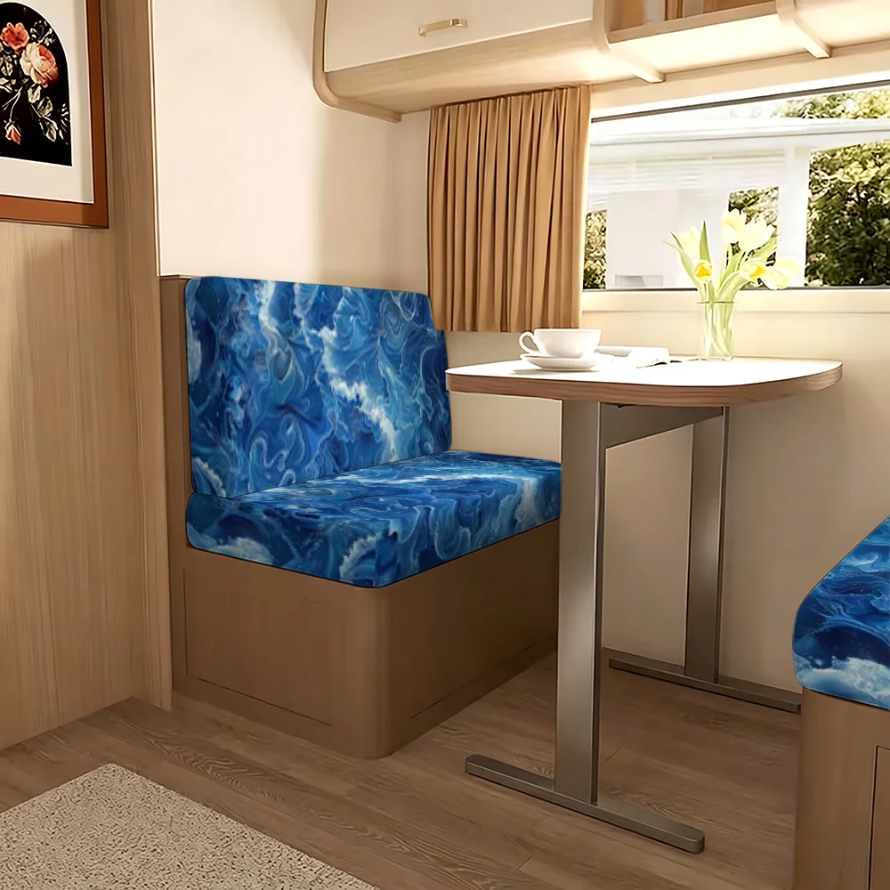 RV Dinette Cushion Covers, Stretch Full-wrap Sofa Protectors with Snug Fit. Suitable for Travel Trailers, RV Booth and Dinette Sofas of Most Campers. Classic Style to Upgrade Your RV Interior, Ideal for Outdoor Camping Lovers. view 5