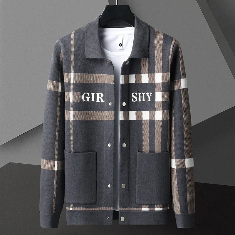 High End Brand Knit Sweater 2023 New Fall Winter Fashion Classic Men Plaid Cardigan Warm Coats Top Designer Mens Jacket Clothing