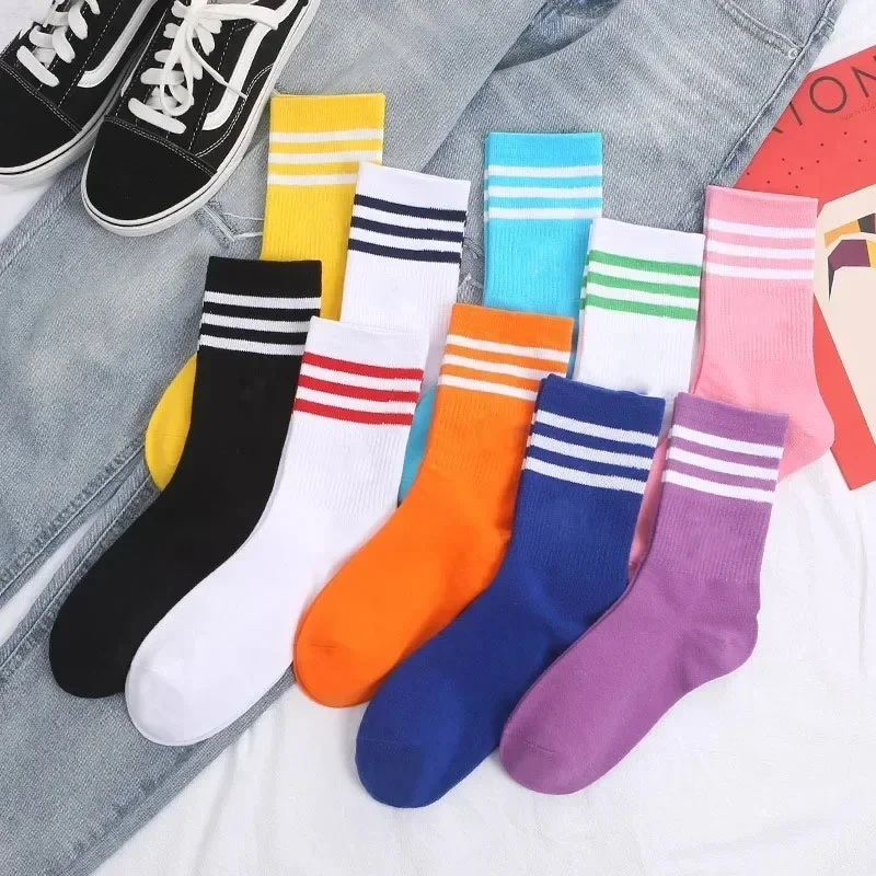 Men's And Women's Korean Version Cotton Stockings, Solid Color High Tube Sports Socks, Trendy Socks