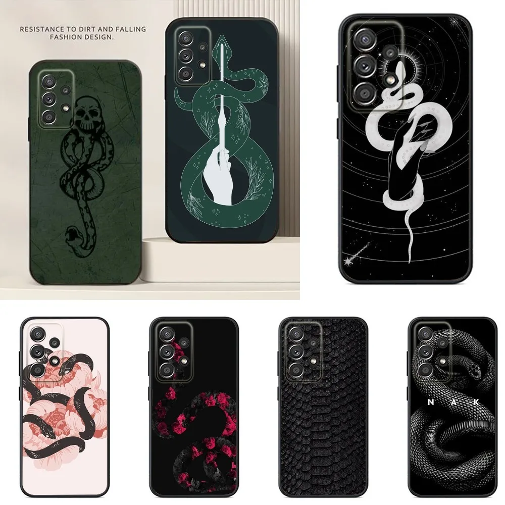 

Black Snake Graphic Phone Case For Samsung S24,S23,S22,S21,S20,S10,S10E,S9 Ultra Plus FE Note 20 Ultra 10 9 Plus Case