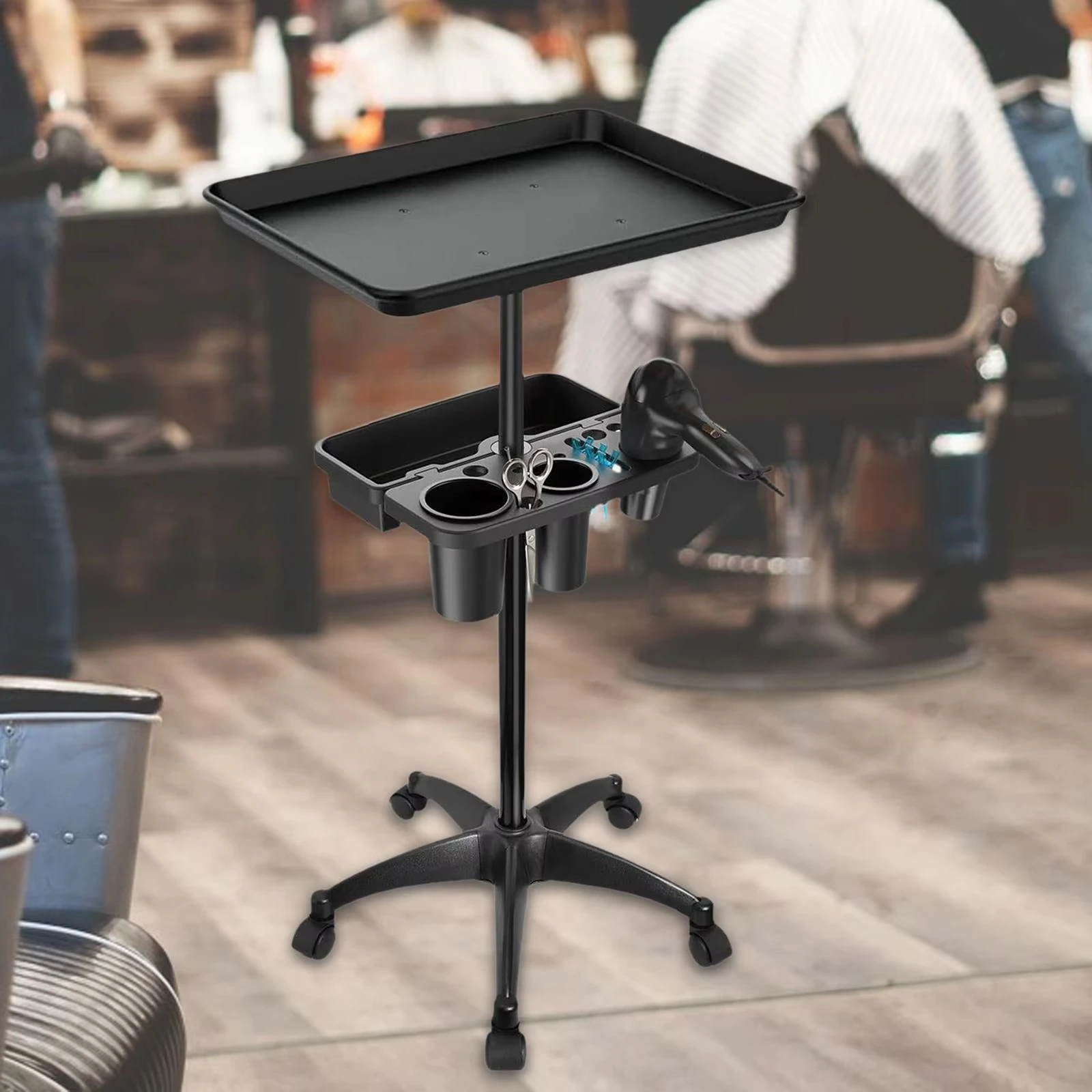 

Stable Salon Rolling Cart Tray Hairdryer Holder Hairdressing Tool Tray for Barber Home Hair Extension Tool Cart