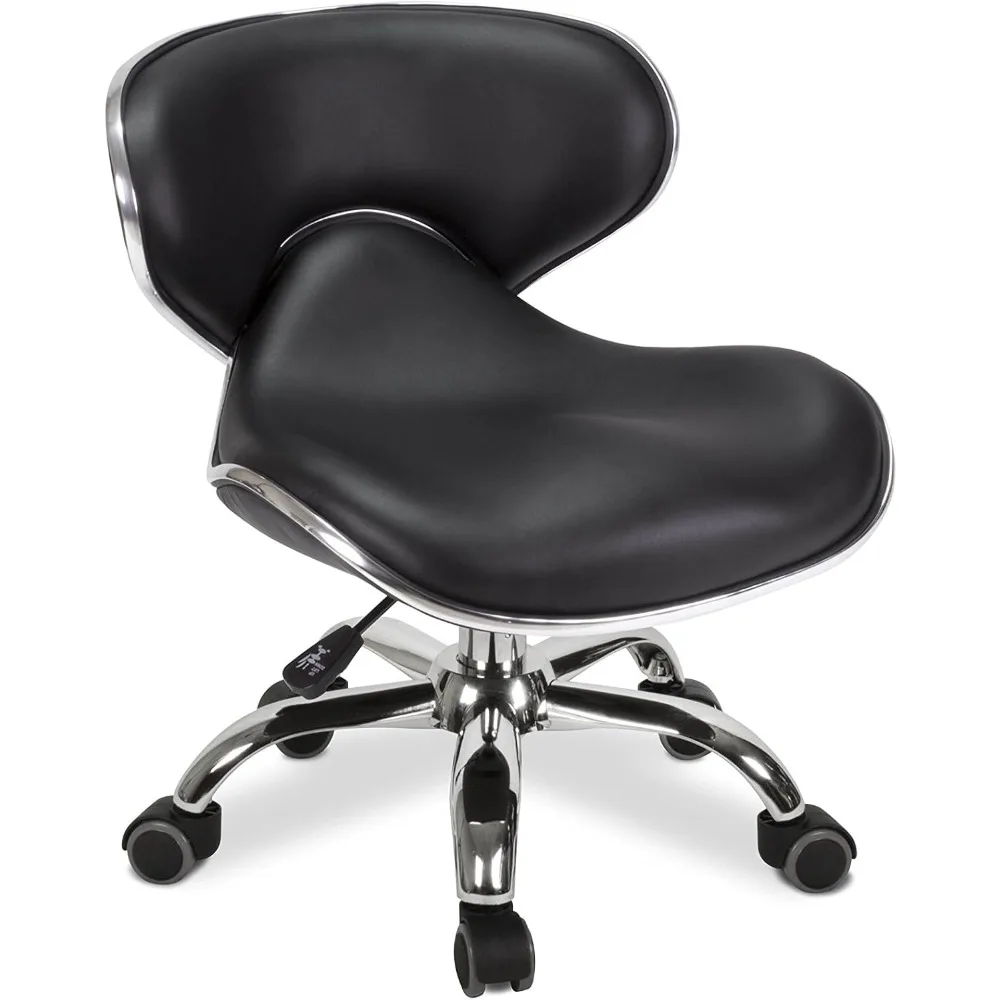 مقعد قصير (أسود)، مقعد دوار بارتفاع قابل للتعديل 13 بوصة - 15 بوصة، مثالي لغرفة لعب الأطفال، البستنة المنزلية، المطبخ #1