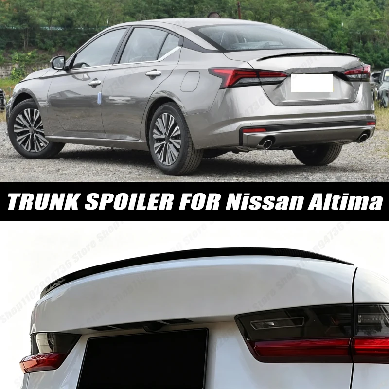 120CM Glossy Black Soft Rubber Universal Rear Trunk Spoiler 5D Carbon Look Tail Wing Fit For Nissan Altima Car Accessories