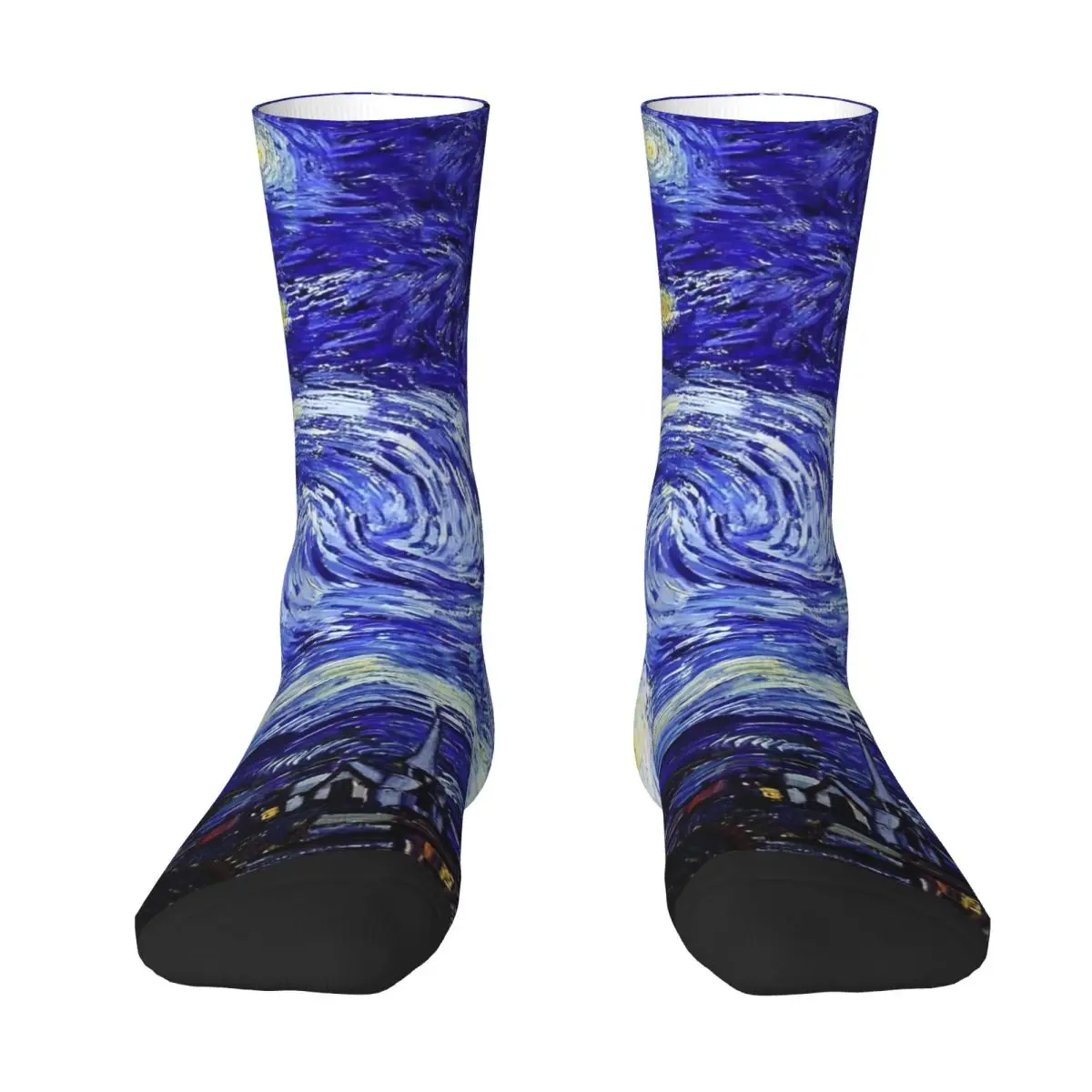 Une nuit étoilée Van Gogh montagne chaussettes bleu moderne bas unisexe hommes moyen doux Sports de plein air chaussettes printemps chaussettes antidérapantes