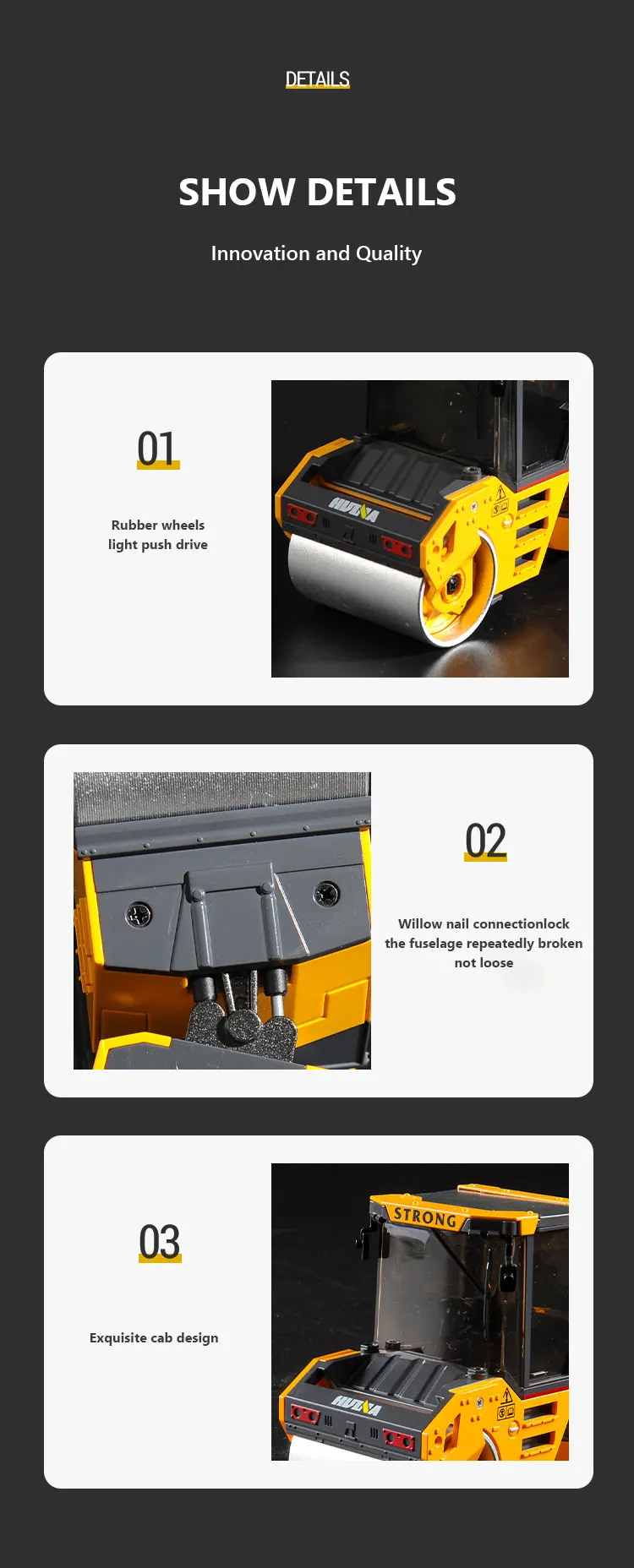

Huina Alloy Truck Model Roller 1/50 Double Wheel Model Engineering Cars Doecast Trucks Children's Collection Toys for Boys Gift