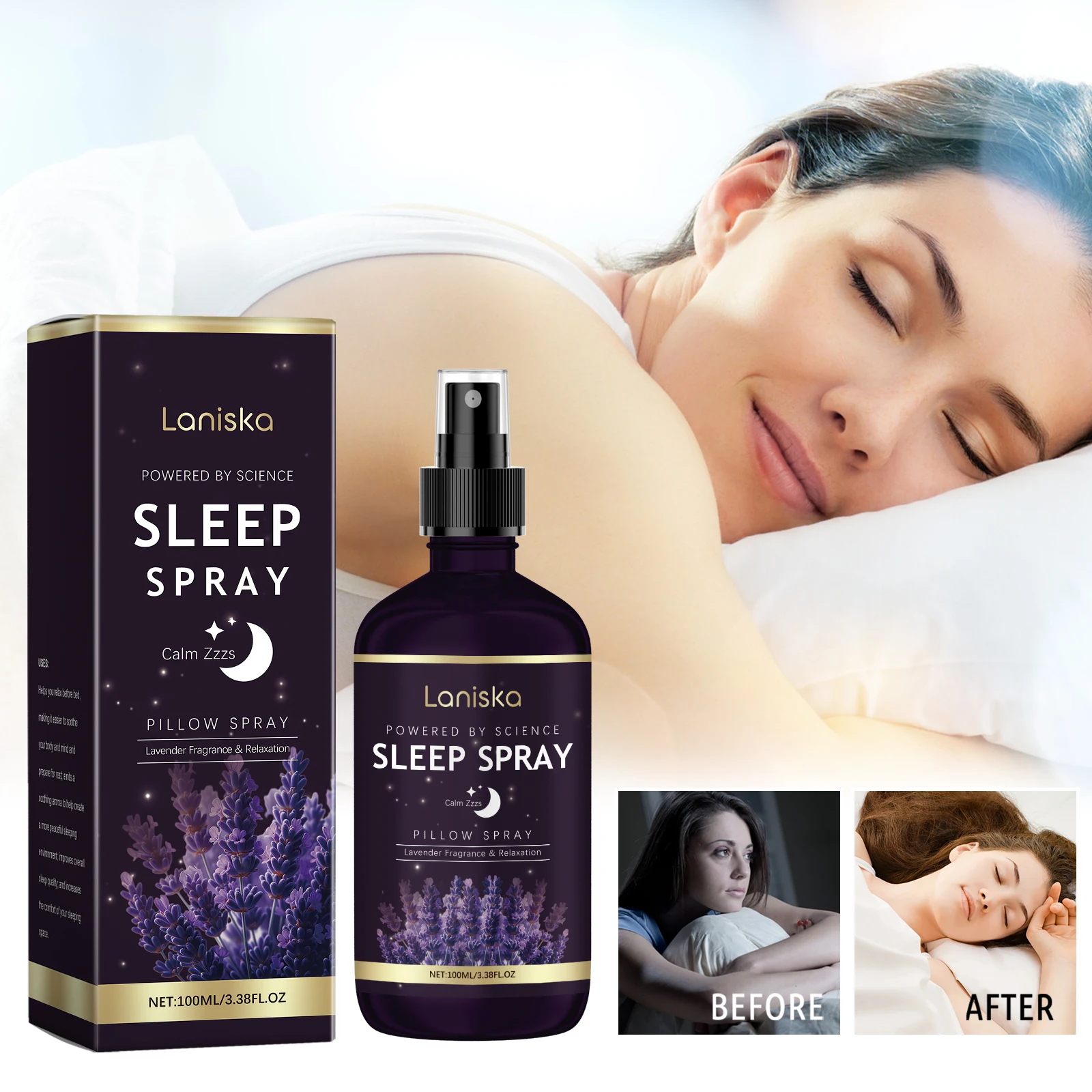 100ml Lavender Aromatherapy Sleep Aid Spray Deep Sleep Relieve Anxiety Help Fall Asleep Body Relaxation Pillow Mist Sleep Spray