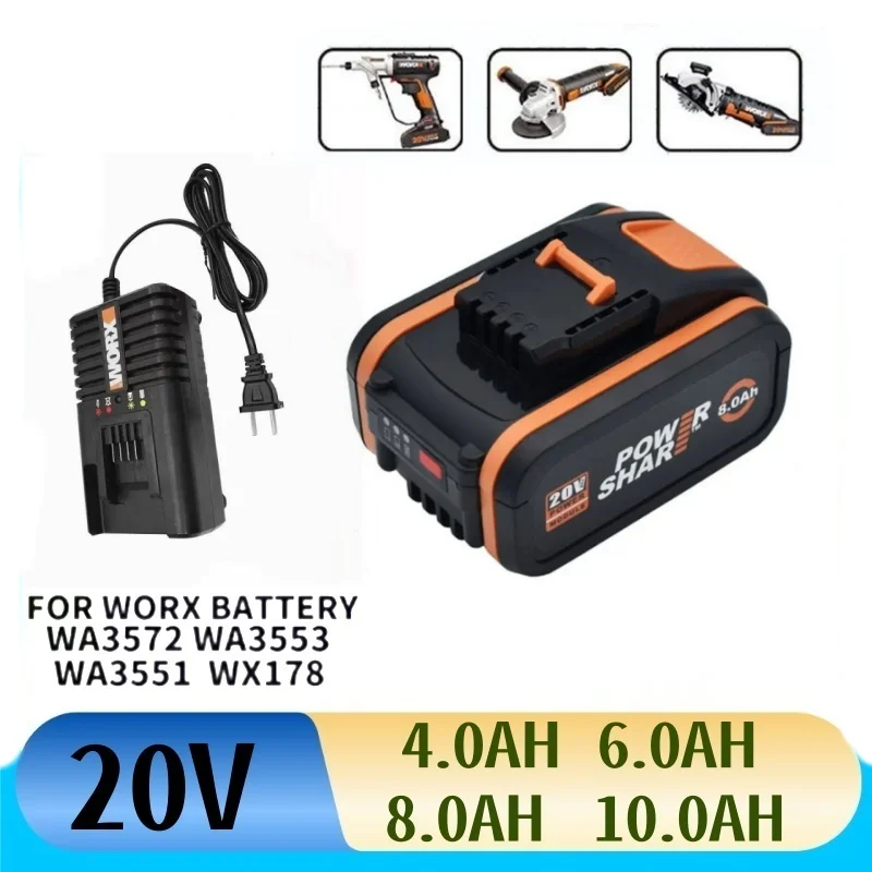 20V Battery for WORX WA3553 WA3551 WA3553.1 WA3570 Compatible Electric Garden Tools - 4.0/6.0/8.0/10.0Ah