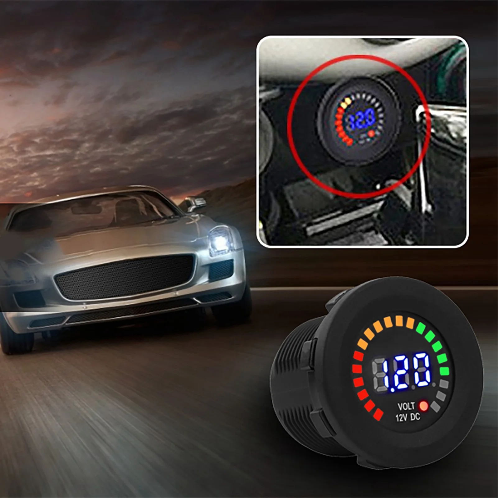 12V Motorrad Auto LED Digital Display Voltmeter Wasserdicht Spannung Volt Meter Gauge Motorräder Autos Boote ATV UTV Camper – Detail 6