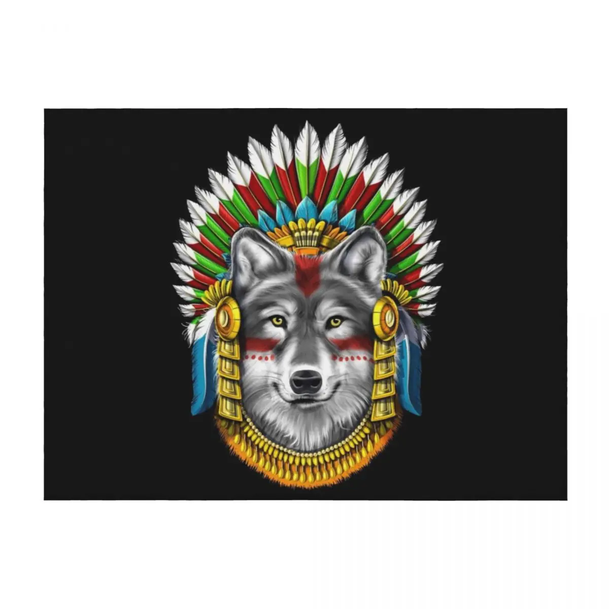 

Wolf Aztec Warrior Throw Blanket Blankets For Baby Soft Plush Plaid Custom Blankets
