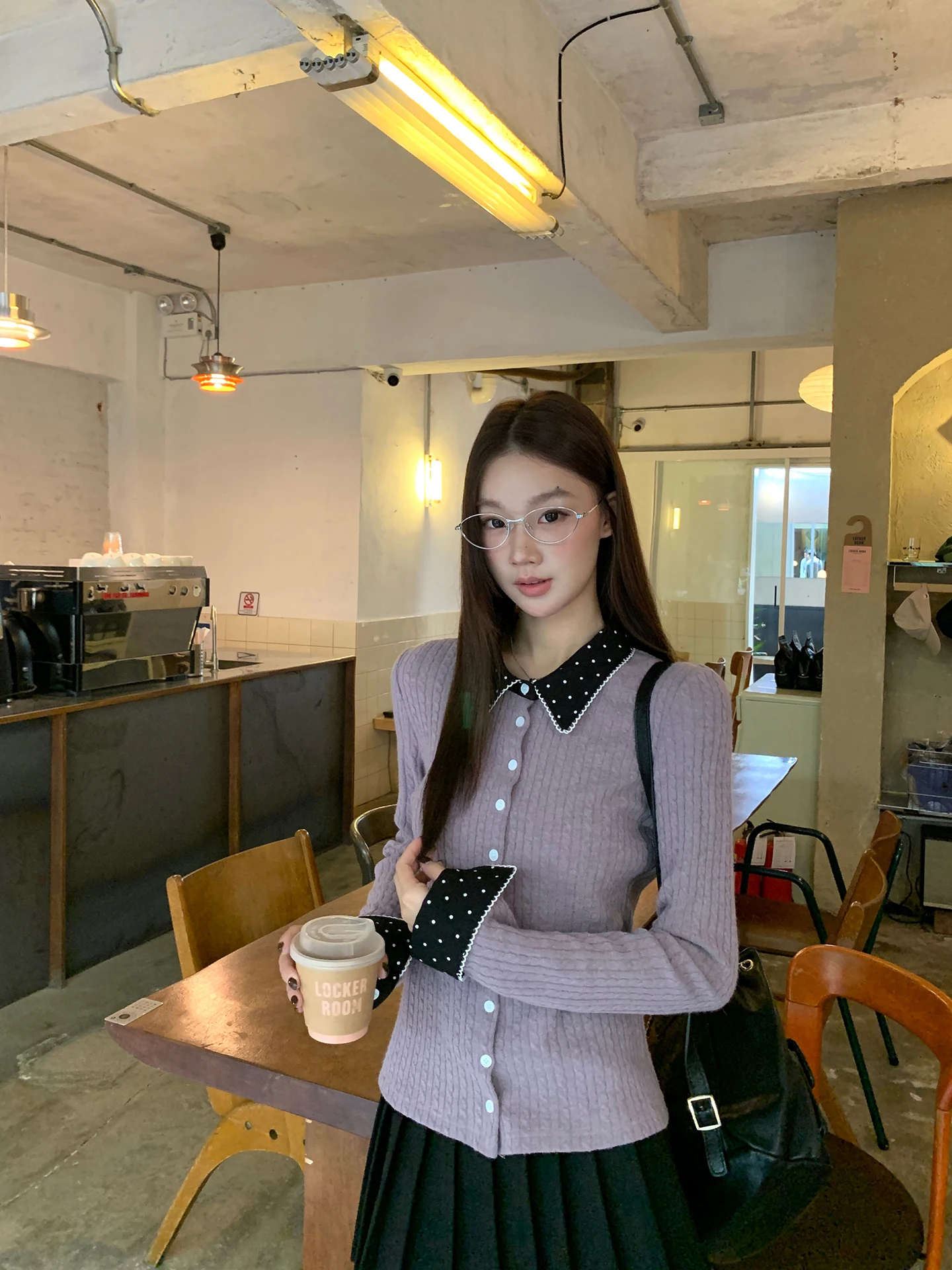 

Фиолетовый вязаный открытый кардиган женский длинный светящийся зимний модный корейский свитер Jaet прямого кроя для поездок на работу с нейлоном