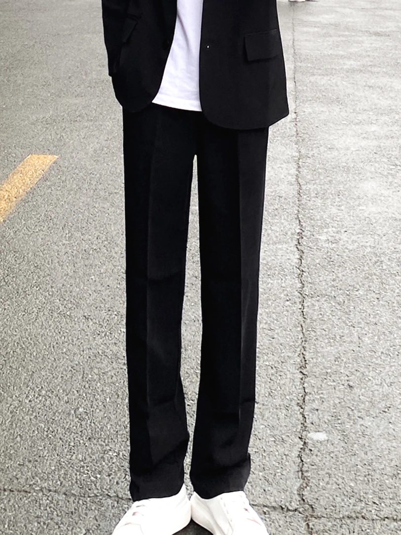 

American Sle Tall Men's Bla Straight Leg Suit Pants Casual Loose Fit Long Trousers Iron-Free Durable Youthful Faion