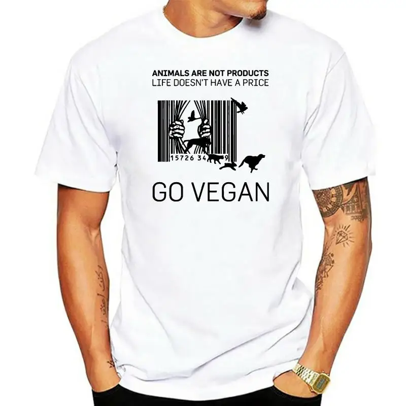 9602A Humor Design Vegetarian Vegan T Shirt Animals Are Not Products Casual Unisex T-Shirt Natural Cotton S-6XL T Shirt