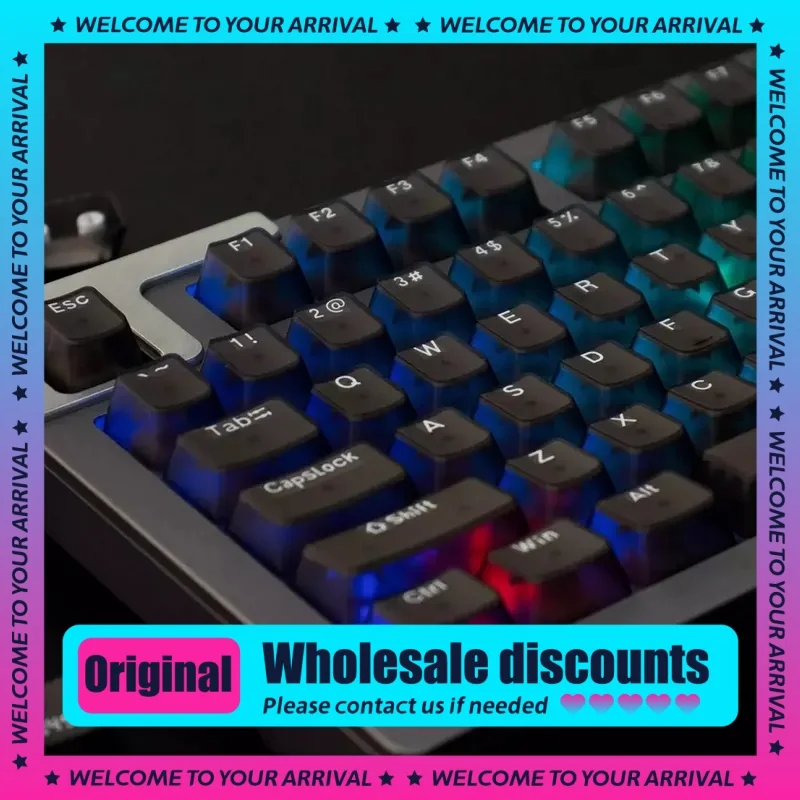 Glacier Transparent Transparent Key Cap 131 Key Cap Oem Height Dual Color Adaptation 68 75 84 87 98 Mechanical Keyboard