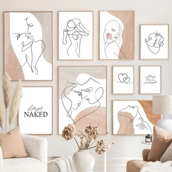 Love Heart Hands Line Girl Boy Abstract Nordic Posters And Prints Wall Art Canvas Painting Pictures For Living Room Decoration