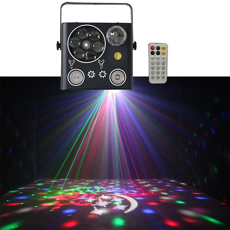 Party Light Dj Led Magic Ball RGB Color White Strobe Picture Red Green Laser 5 IN 1 Effect Stage Lighting Fog Wedding KTV Disco