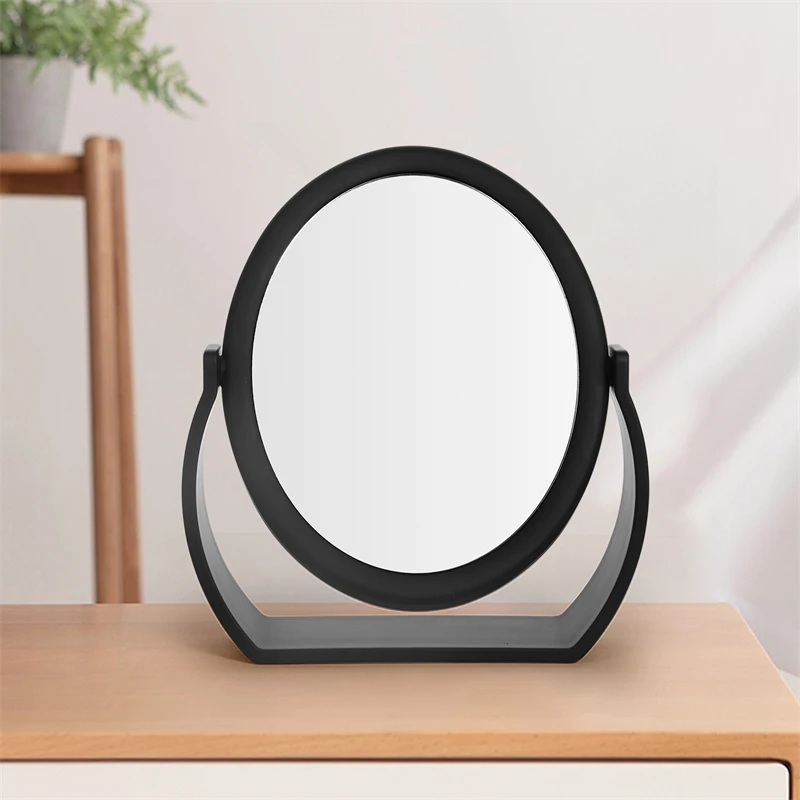Vanity Makeup Mirror Oval 360 Rotating Tabletop Swing Stand Minimal No Light For Women Dressing Table Decor Birthday Gift Sleek