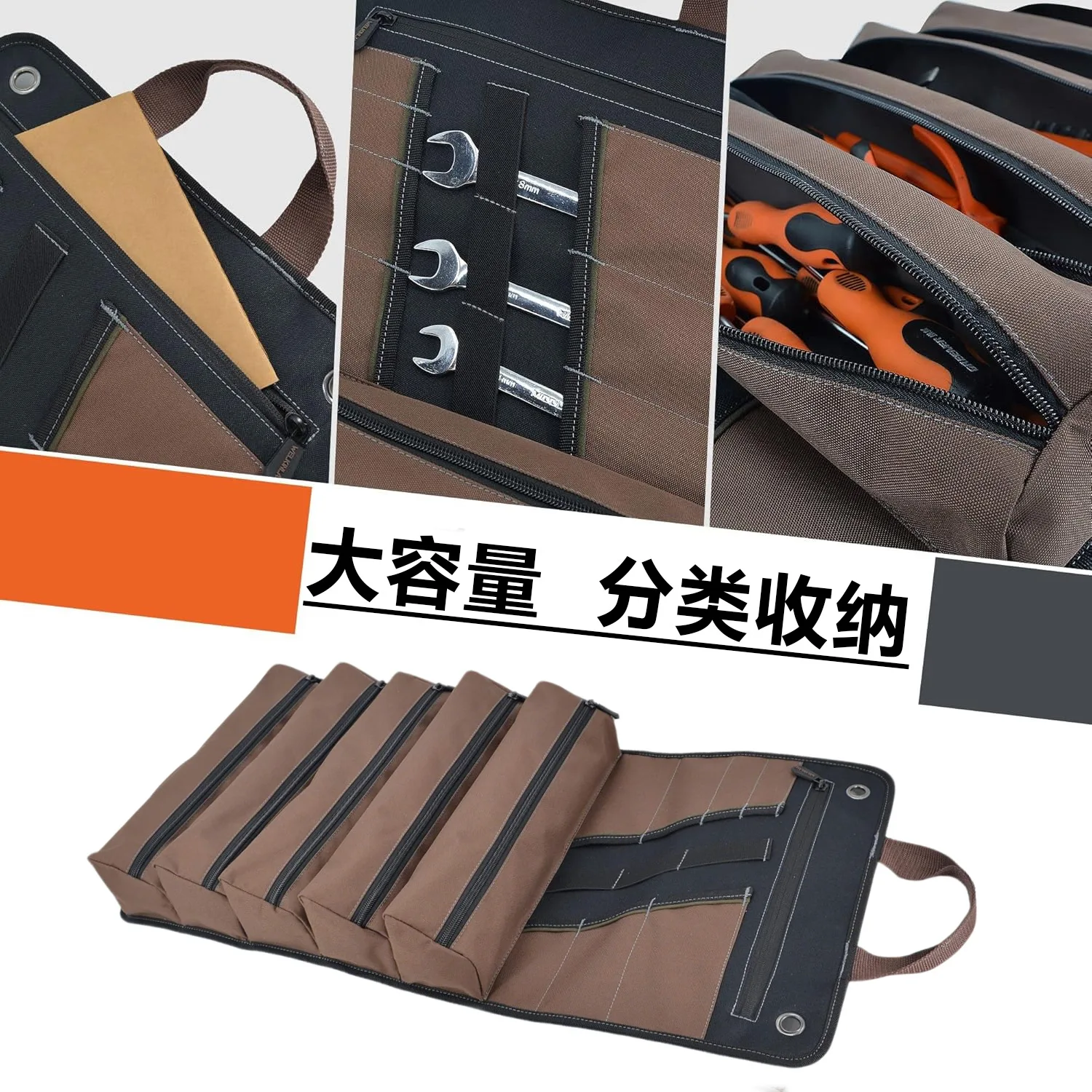 Wear-resistant Oxford cloth large-capacity roll-up hand tool bag, multi-functional large-capacity outdoor work handbag - view 3