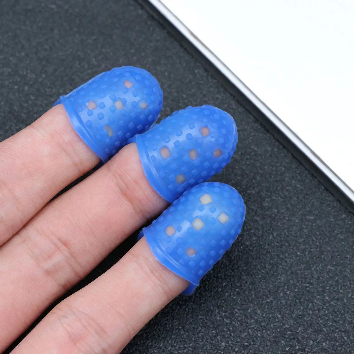 3Pcs Fingertip Grips Non-Slip Anti-Scalding Dark Blue Size S Finger Tips Protection for Counting Sorting Collating Guitar