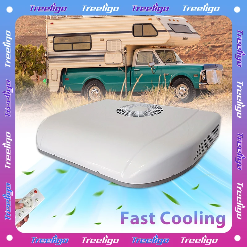 

Treeligo 13500BTU Electric Air conditioner 12V Automotive Camper Van Parking Cooling Air Conditioner for RV Rooftop Caravan Bus