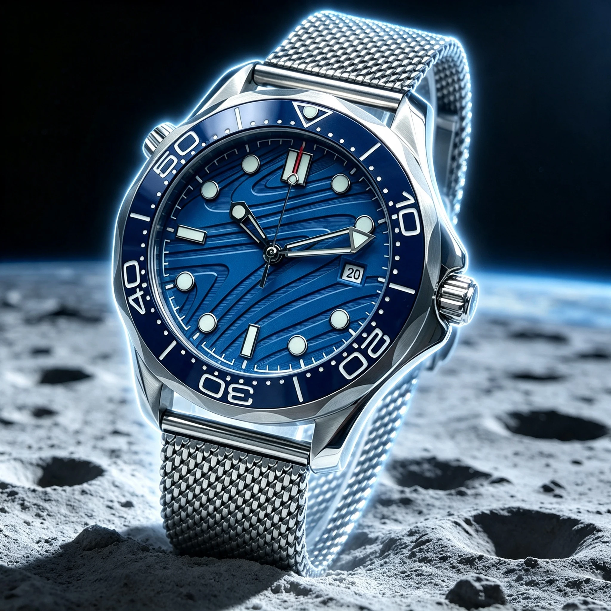 A Men's Waterproof 41.5mm Wristwatch With A Mesh Steel Strap, Calendar Function, And An Optional Miyota 8215/ST1612 Movement.