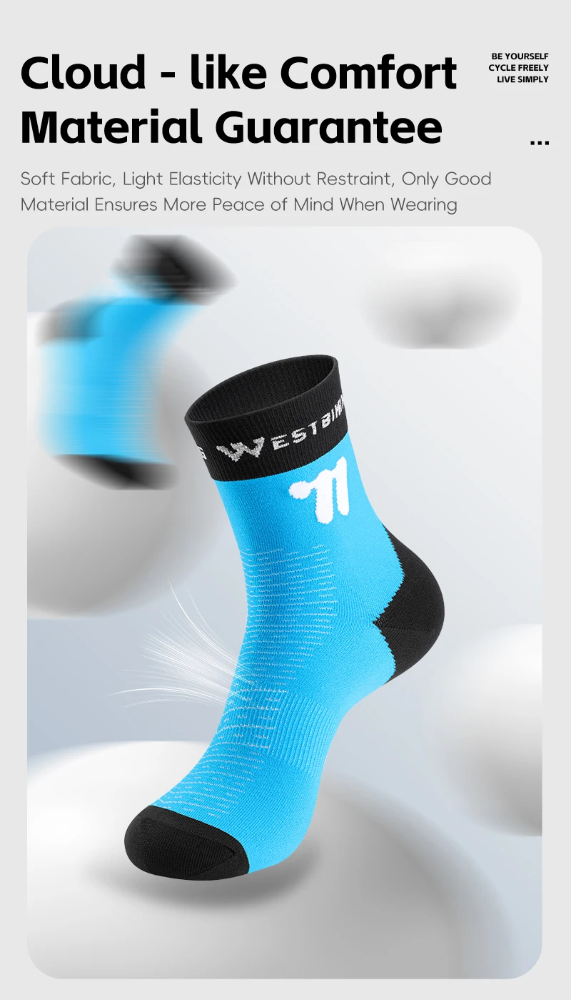 WEST BIKING Fahrradsocken für Männer und Frauen, Schnelltrocknende Sportsocken, 1/2/3 Paar, Atmungsaktive Lauf- und Fahrradausrüstung, EU-Größe 37-43 – Detail 5